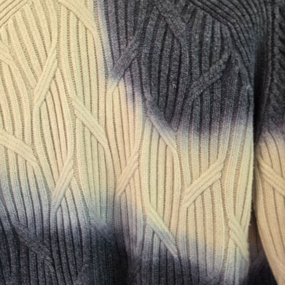 J.Jill Pure Jill Women's Cable Knit Cardigan Open Front Blue Ivory Tie-dye Large - Picture 13 of 16